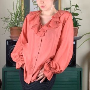Vintage Stunt Collections Silk Ruffle Blouse - M